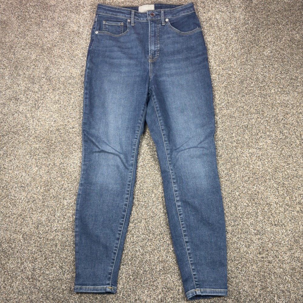 Everlane The Curvy Way-High‎ Skinny Jean Blue Organic Cotton Crop 30 Hourglass